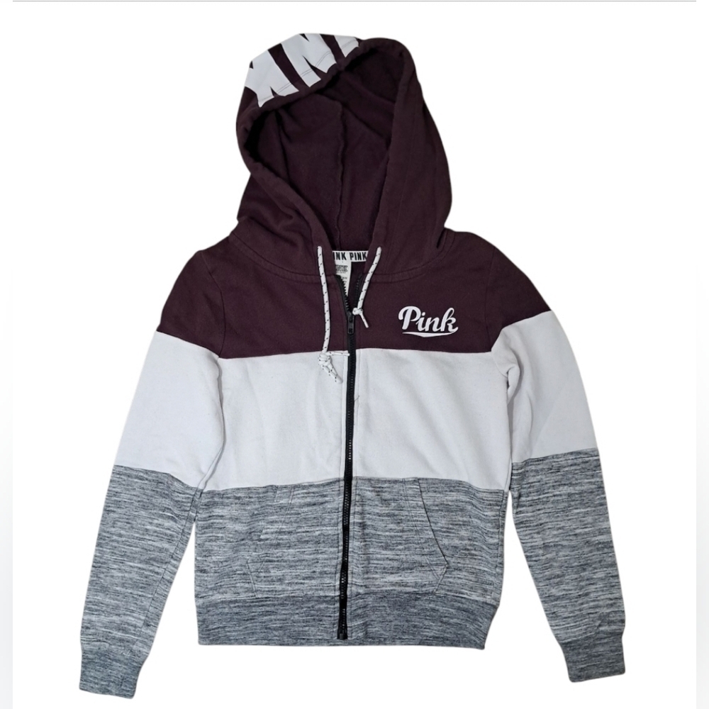 Victoria's Secret PINK Logo Colorblock Full Zip Hoodie and Joggers Set Size XS - Picture 5 of 16